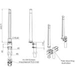 Zeichnung der OMNI-600 2x2 MIMO 4G/5G Mobilfunkantenne von Poynting