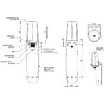 Zeichnung der LPBU-460-NJ kompakte 450 MHz UHF Antenne von Panorama Antennas